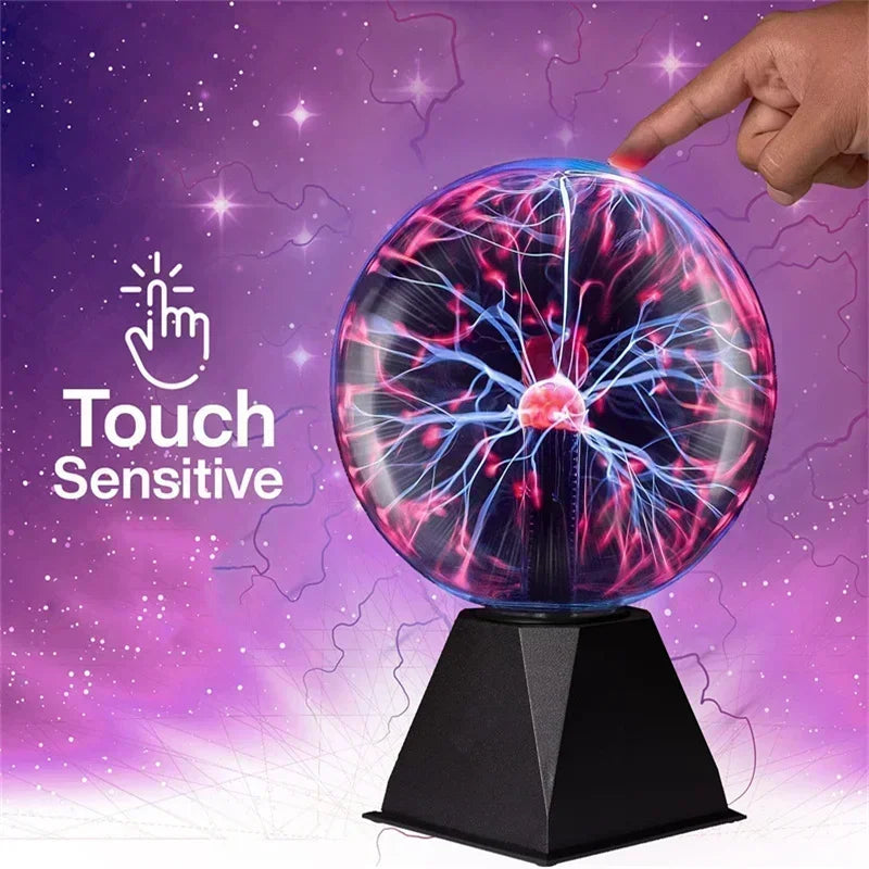 8 Inch Sound Control Magic Plasma Ball Lamp LED Night Light Atmosphere Touch Glass Plasma Light Christmas Party Decor Lighting